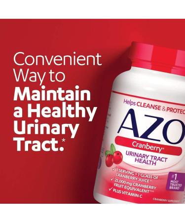 AZO Cranberry Urinary Tract Health Supplement - 100 Softgels, Sugar-Free, Non-GMO - 1 Glass Juice Equivalent - Buy Online on GoSupps.com