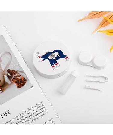 Wyoming Elephant Flag Round Case For Contact Lens Kit Storage Box with Mirror Printed - Buy Online on GoSupps.com
