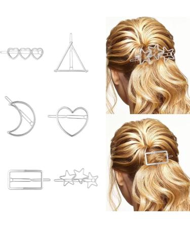 hgnxa Metal Hair Clip Silver Moon Star Hair Clip Heart Hair Pins For Women Star Barrettes Geometric Hair Clip Hair Barrettes 10 - Buy Online on GoSupps.com