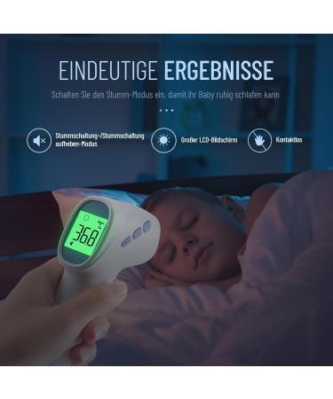 Fieberthermometer Kontaktlos f r Babys Kinder & Erwachsene - Infrarot Thermometer mit Fieberalarm & LCD Anzeige - Sofortige pr zise Messwerte | Wei -Blau - Buy Online on GoSupps.com
