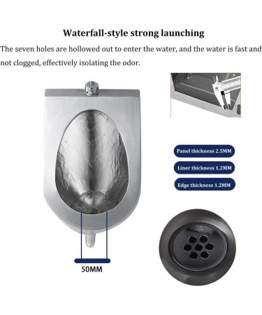 Men's Flushing Urinal Household Wall-Mounted Standing Toilet Urinals High-Efficiency Flushing Urinal for Commercial Public Toilets 304 Stainless Steel Urinal (Mounted) - Buy Online on GoSupps.com