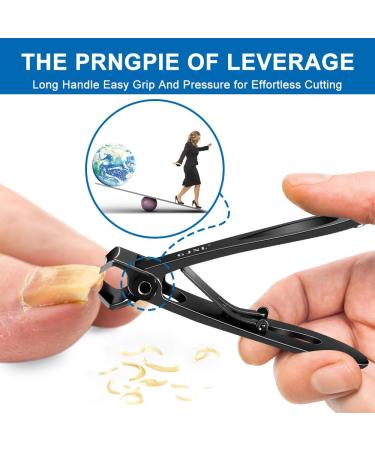 Ultra Wide Opening Nail Clippers - Heavy Duty 16mm Clippers for Thick Nails, Long Handle Toenail Cutter for Seniors, Men, Women - Sharp, Extra Large, Black - Buy Online on GoSupps.com