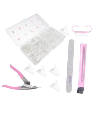 Beavorty 1 Box Nail Art Box Press on Fake Nails Clear False Nail Mini Nail kit Nail Tips Nail Kits Nail File Buffer Long Fake Nails Acrylic Nail Accessories Full Coverage Plastic 15x6cm