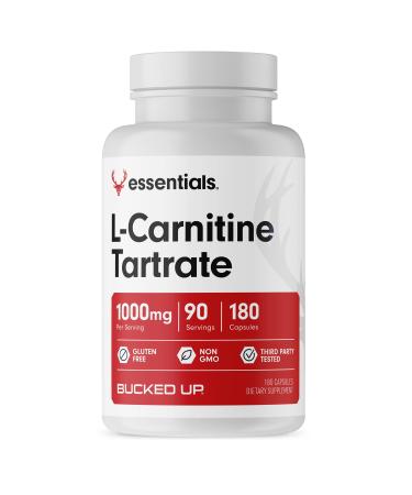 Bucked Up L-Carnitine Tartrate 1000mg, Essentials (90 Servings, 180 Capsules)