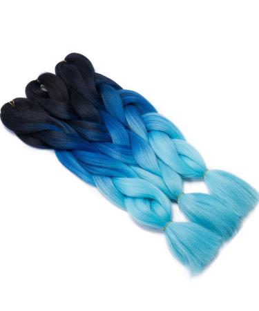 Tess Braids Extensions Blue - 60 cm Jumbo Kanecalon Hair Braids (3 Pack) for Box Braids | #48 Blue Ombre 100g per Bundle - Buy Online on GoSupps.com