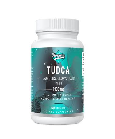 Genogna TUDCA 1100mg-Liver Support Supplement for Detox Cleanse  Water-Soluble Bile Salts with Strong Bitter Taste  60 Vegan Capsules Non-GMO Gluten-Free 60 Count (Pack of 1)