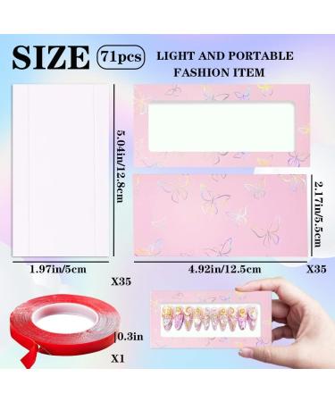 HLQHXWHZT 71 Pcs Empty Press on Nails Packaging Box Set 35 Pcs Empty Nail Package Box Set 35 Pcs White Background Papers and 1 Double Sided Tape for Press on Nail Business Pink - Buy Online on GoSupps.com