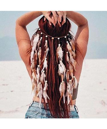 CAKURE Boho Feather Headbands Set - Handmade Indian Bridal Hair Accessories for Women and Girls - Buy Online on GoSupps.com