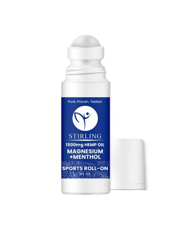 STIRLING Menthol Roll On Lotion with Magnesium and 1500mg Pure Hemp - Non-GMO THC-Free - Fast-Acting Relief for Sore Muscles and Joints Reduces Swelling and Redness Promotes Post-Workout Recovery