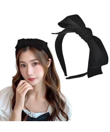 Bowknot Headband Black Knotted Bow Headbands for Women Bow Knot Head Band Headbands with Knotted Bows Hair Bands for Women's Hair Bowknot Hairband Big Bow Headband Hair Accessories for Girls