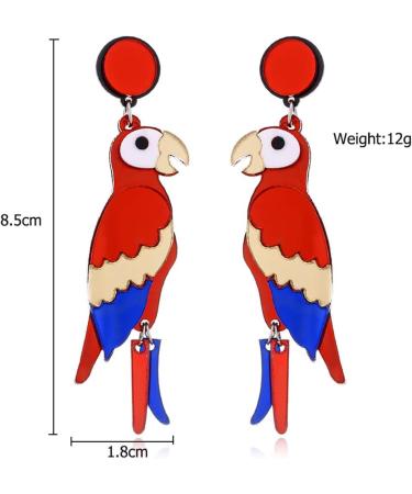 Feyley Colorful Acrylic Parrot Earrings for Women - Trendy Fashion Jewelry Gift - Buy Online on GoSupps.com