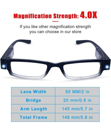 LED Lighted Reading Glasses with Magnifying Lens for Nighttime Reading - Buy Online on GoSupps.com