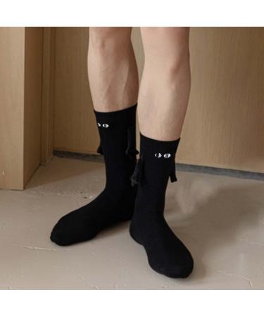 Bexdug Magnetic Holding Hands 3D Couple Socks | Funny Gifts for Men & Women | Cute Mid Tube Socks (White & Black) - Buy Online on GoSupps.com