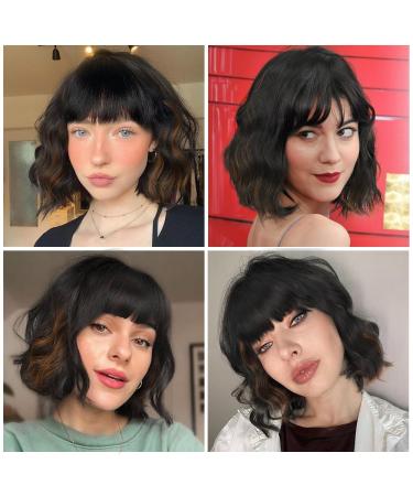 ColorfulPanda Women s Short Bob Wig with Ponytail - Black & Brown Curls Heat-Resistant 14 Inch Cosplay Costume Wig - Buy Online on GoSupps.com