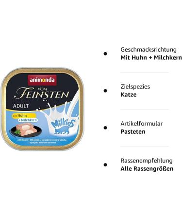 Animonda Vom Feinsten Adult Cat Food - Wet Food with Chicken & Milk Core 32 x 100g - Premium International Shipping - Buy Online on GoSupps.com