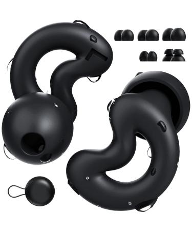 Ear Plugs for Sleeping Noise Cancelling Up to NRR49dB-Ultra Soft Reusable Silicone Ear Plugs for Sleep Snoring Blocking Side Sleepers-10 Ear Tips in XS/S/M/L/Double Layer-Black