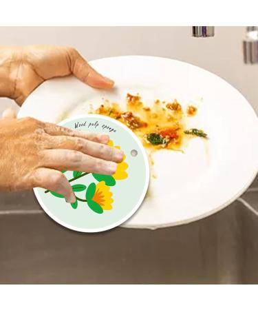 Wood Pulp Sponge Wipe - Flower Pattern Dish Sponges for Washing Dishes Kitchen Sponges Pack Hangable Design for Kitchen Cleaning Tables - Buy Online on GoSupps.com