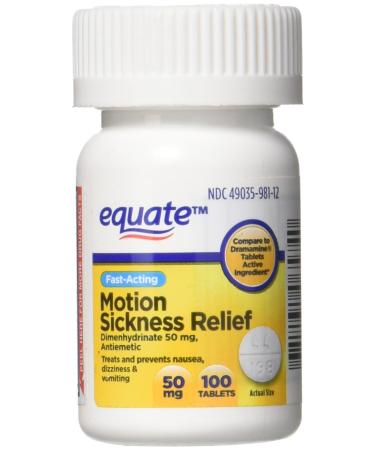 Equate Motion Sickness Dimenhydrinate 50 mg Generic Dramamine 100 tablets