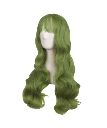 MapofBeauty 28 Beautiful Special Color Air Bangs Long Wavy Curly Lolita Cosplay Wig - Light Sea Green - Buy Online on GoSupps.com