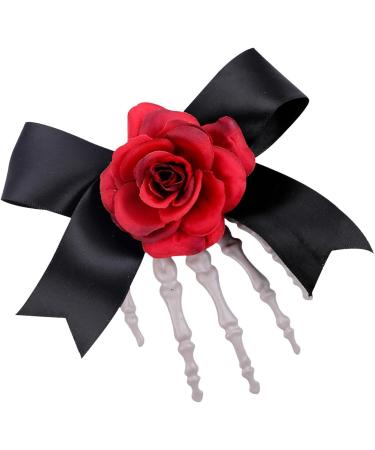 Halloween Hair Clips Skull Skeleton Hands Bone Hand Hair Clip - Skeleton Claws Skull Hand Hair Clip with Flower Halloween Claw Hairpin Red - Buy Online on GoSupps.com