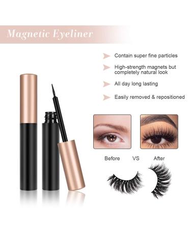 Magnetic Eyelashes with Eyeliner - 5 Pairs of Reusable Lashes & 2 Tubes Magnetic Eyeliner for Natural Look | Perfect for Every Occasion - Buy Online on GoSupps.com