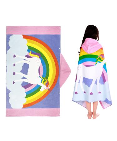 Flyish Direct bathing poncho children 100% cotton children's towel poncho children bath towel towel with hooded beach towels for boys and girls 127 x 76cm rainbow 127*76cm