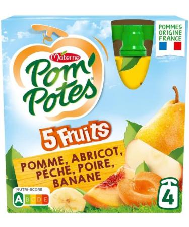 POM'POTES - Compotes Without Added Sugar 5 Red Fruits And 5 Yellow Fruits 1080G - Pack Of 3 - Sold By Pack