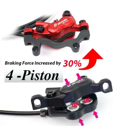 JFOYH 4-Piston Hydraulic Disc Brake Set for Mountain Bike | 160mm Rotors | Pre-Bled Kit | Red | Left-Rear & Right-Front - Buy Online on GoSupps.com