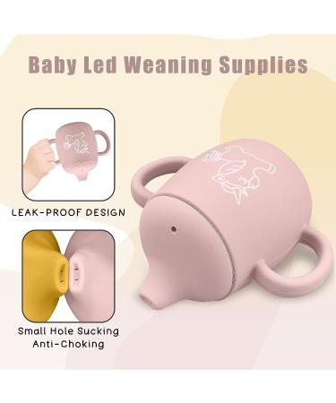 TQONEP Silicone Sippy Toddler Cup 9oz with Leakproof Lid, Snack Lids, Double Handle | BPA-Free | Baby Training Cup | Yellow Dinosaur + Pink Unicorn Design - Buy Online on GoSupps.com