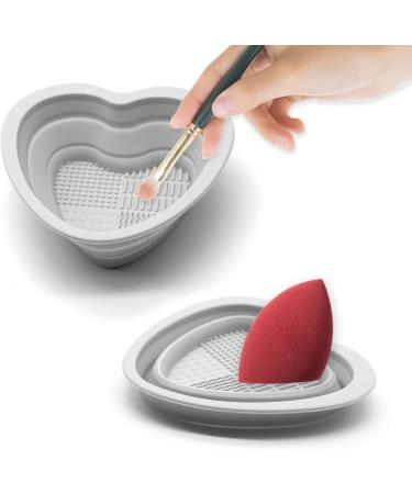 Makeup Brush Cleaning Mat Silicone Cosmetic Brush Cleaning Pad Heart Foldable Brush Cleaning Bowl Portable Cosmetic Brush Cleaner Washing Tool for Makeup Brushes A7ZDQJW (grey) - Buy Online on GoSupps.com