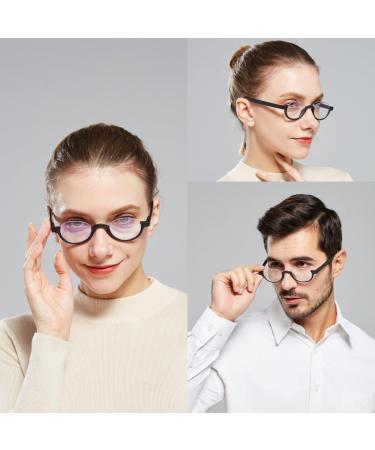 AMILLET Half Moon Reading Glasses - Lightweight Retro Round Frame Readers with Spring Hinge, Matte Black +1.25 - Buy Online on GoSupps.com
