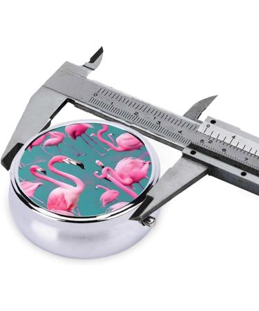 Flock of Flamingos Round Pill Box Organizer - 3 Compartment Portable Travel Pill Box - Black - Buy Online on GoSupps.com