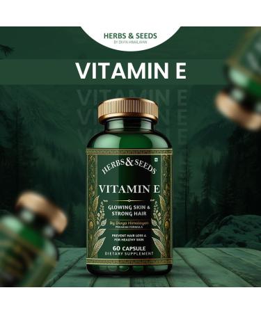 Divya Himalayan Herbs & Seeds 100% Natural Vitamin E Supplement Capsules 600mg (D-Alpha-Tocopherol) Supplement Promotes Skin Health & Nails Health for Women Men Girls - 60 Capsules - Buy Online on GoSupps.com
