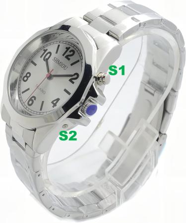 SHMIOU English Talking Watch for Senior Blind, Visually Impaired - Silver Unisex Quartz Analog Bracelet - Buy Online on GoSupps.com