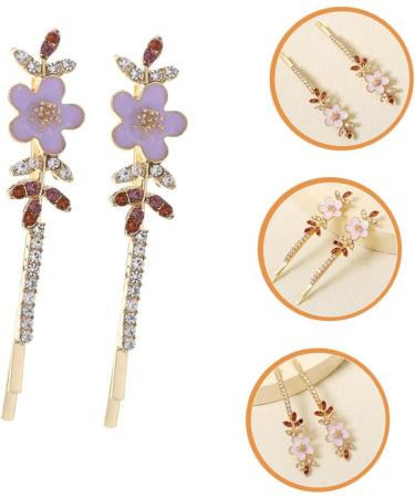 Angoily 1 Pair Rhinestone Flower Hair Clip Wedding Hair Accessories Rhinestone Bobby Pin Star Hair Clips Hair Barrettes Purple European and American Back of Alloy Rhinestone - Buy Online on GoSupps.com