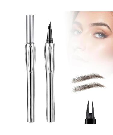 Cooklesa Eyebrow Cooklesa 2024 Upgraded Natural Waterproof Eyebrow Pen with Microfine Tip Two-Pronged Eyebrow Pencil 3D Long-Lasting Natural Waterproof Microblading Eyebrow Pen Makeup (Gray Brown)
