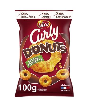 CURLY - Curly Donuts Hazelnuts 100G - Pack of 4 - Free Shipping