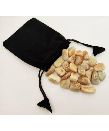 Sharvgun Mosaic Rune Stone Set 25 Piece Set Avec Runic MDF Wood Chart Grav Symbolic Pagan Lettering Velvet Black/Red Pouch - Buy Online on GoSupps.com