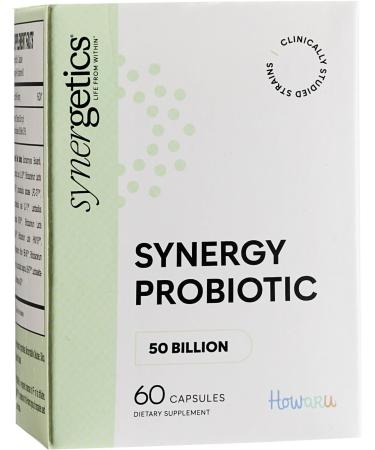 Synergetics Synergy Probiotic Supplement 50 Billion CFU 60 Capsules Multi-Strain Blend Kosher