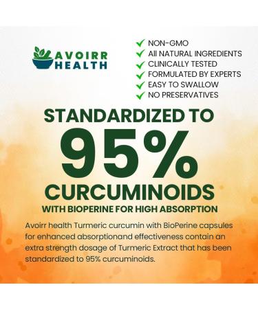 Avoirr Health Organic Turmeric Curcumin Supplement with Pepper- Turmeric Supplement Inflammation Relief Antioxidants & Health Support Supplement for Men Women -1500 mg- 60 Capsules - Buy Online on GoSupps.com