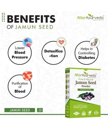 Attar Ayurveda Java Plum/Jamun/Indian Blackberry Seed Powder 100% Pure and Natural No Preservative Vegan Friendly Non-GMO Vegetarian 250gm - Buy Online on GoSupps.com