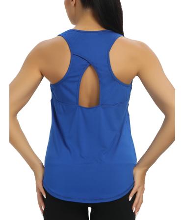 Aeuui Workout Tops for Women Racerback Tank Top Athletic Yoga Tops Exercise Running Shirts Gym Clothes Dark Blue Medium