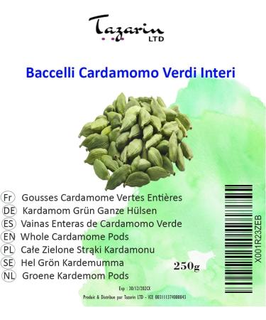250g Cardamom Whole Pods - Green Cardamom Seeds - Intense Aroma & Taste - 100% Natural Pure and No Additives - TazarinLtd - Buy Online on GoSupps.com