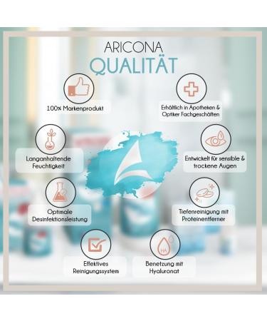 Aricona Contact Lens Fluid - All-in-One Solution with Hyaluron | 3 x 360ml for Soft Lenses | Includes Containers - International Shipping - Buy Online on GoSupps.com