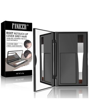 Root Cover Up Natural Looking Root Touch Up Powder Quick and Easy Hairline Shadow Powder with Brush and Mirrored Compact Root Cover Up Instantly Hairline (Black)