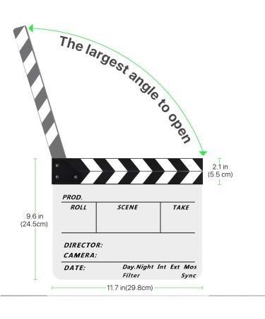 Flexzion Director Clapboard 10x12 Acrylic Plastic Film Movie Slate Board with Black/White Sticks - Camera TV Video Cut Action Scene - Dry Erase Stadio - Best Quality - Buy Online on GoSupps.com