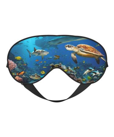 Sea Turtles Print Double-Sided Eye Mask Soft and Light Blocking for Enhancing Sleep Quality