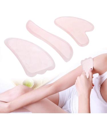 3PC Rose Quartz Scraping Plate Set - Body & Face Massage Tools for Lifting Anti-Folds & Relaxation - Buy Online on GoSupps.com