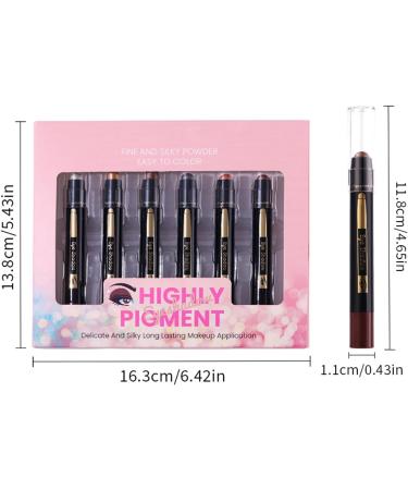  manhegari Creamy Eyeshadow Pencil Set of Glitter Eyeshadow Sticks | 6 Pieces Long-Lasting Water-Resistant Highlighter Pencil for Beauty Evening Events - Buy Online on GoSupps.com
