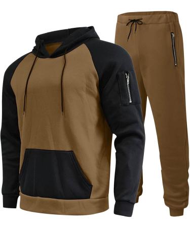 Hanxiulin Men's Training Suit - Adjustable Polyester Jogging Set for Fitness | Sports Clothing in Khaki - Buy Online on GoSupps.com